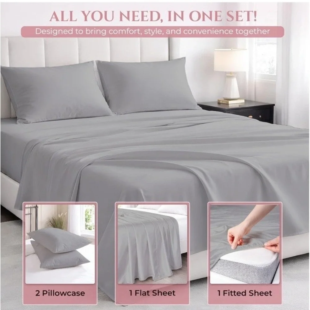 MyGiza Sheets 5 Pcs  Split King Sheet Sets for Adjustable Bed, 100% Giza Cotton
